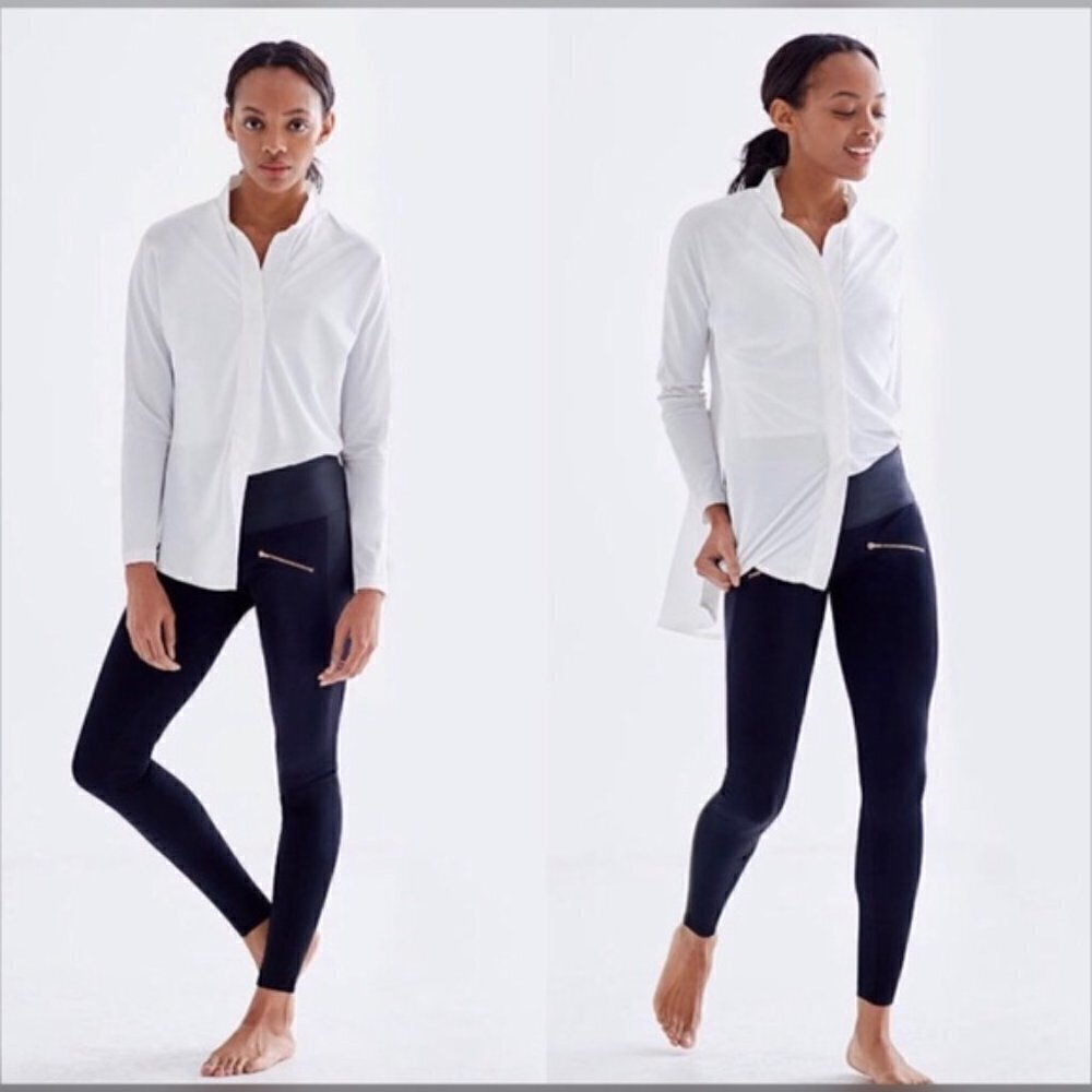 ADAY Throw & Roll Black Zipper Leggings Tights XS
